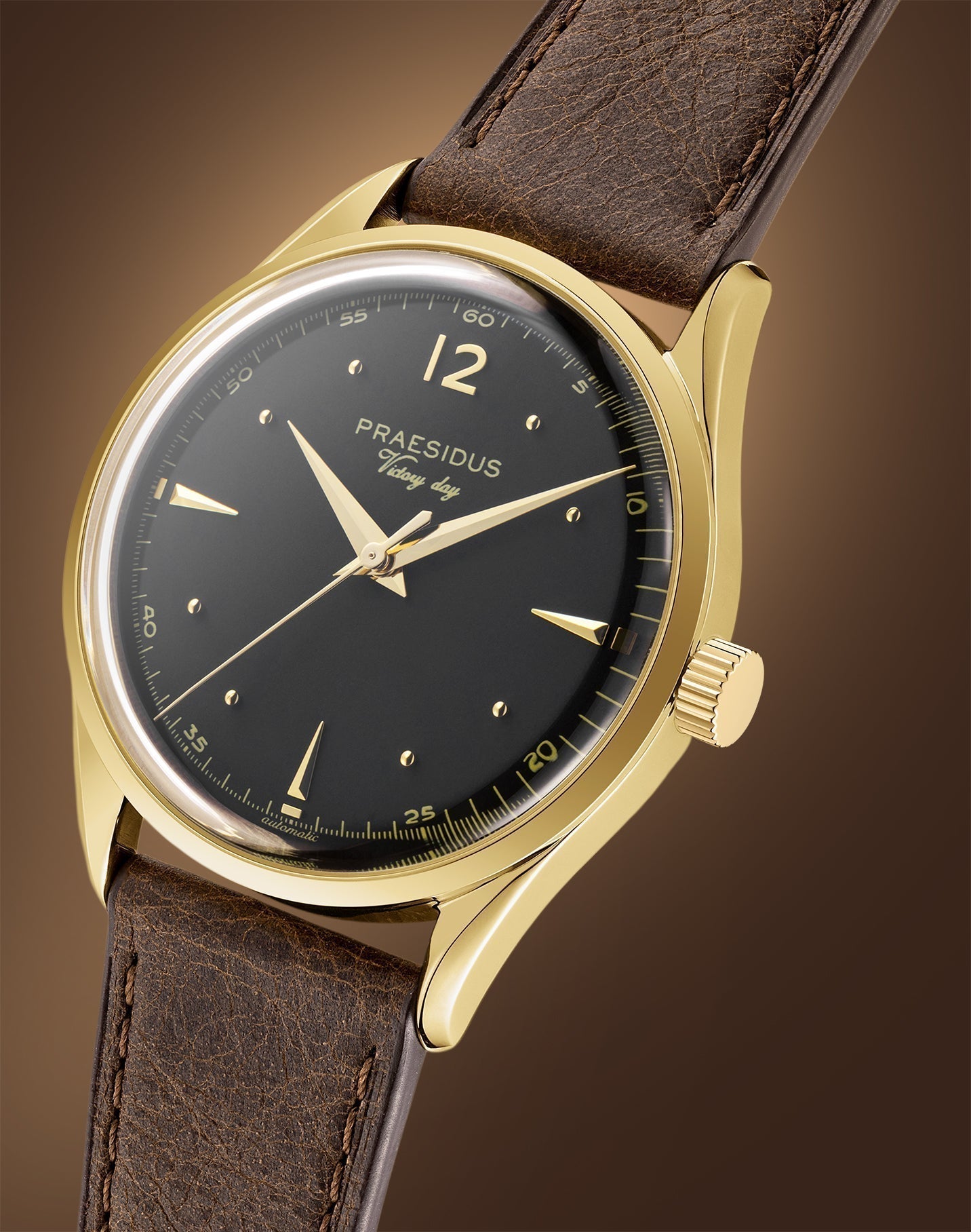 brown dress gold jewelry Silver-tone Moonphase Women's Dress Watch with Brown Leather Strap   Vintage Radar