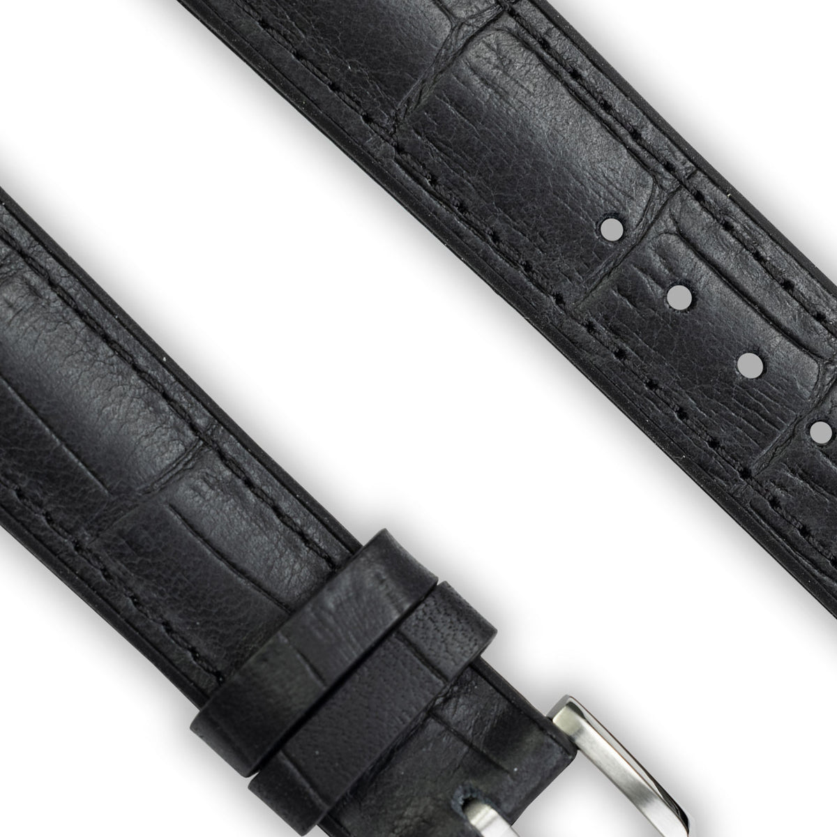 Black Croc DuoHide Leather Watch Strap, 20mm - Praesidus