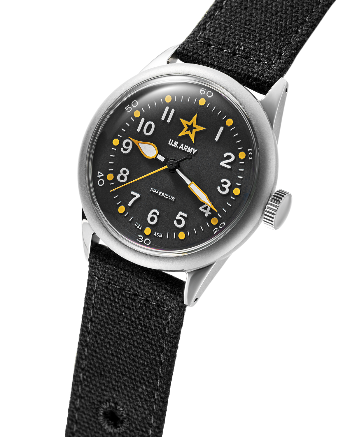 Official U.S. Army A-11 Matte Black Automatic, angled view