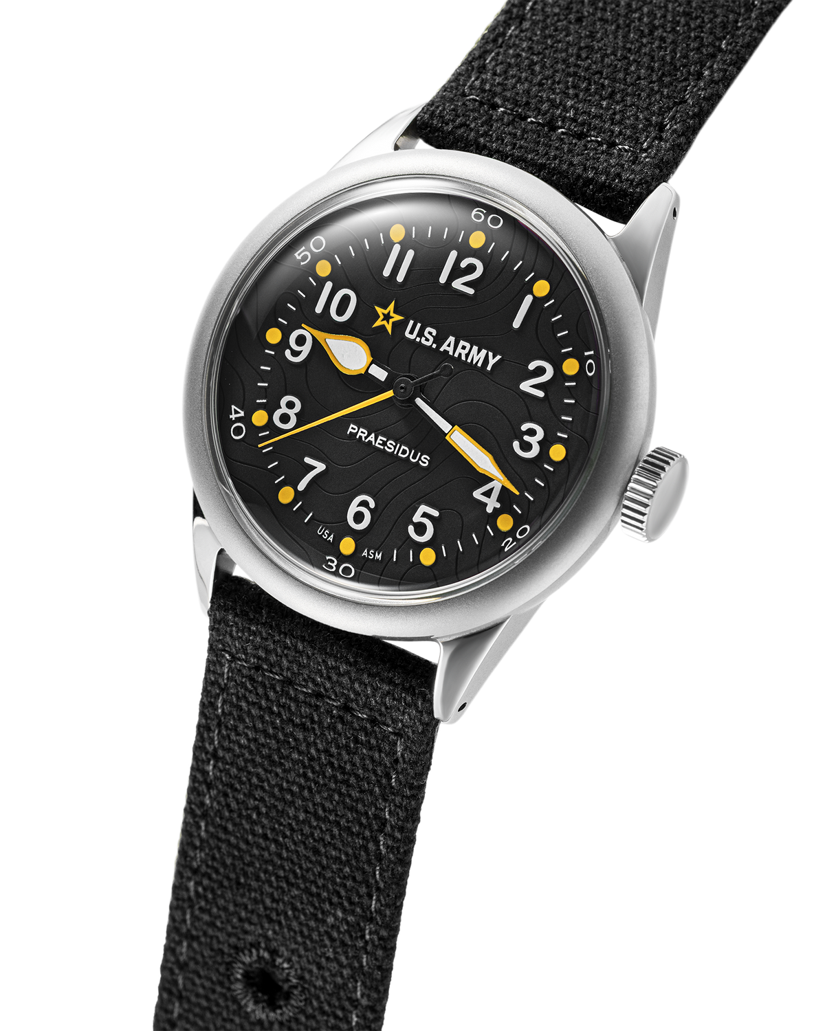 Official U.S. Army A-11 Topo Black Automatic, angled view