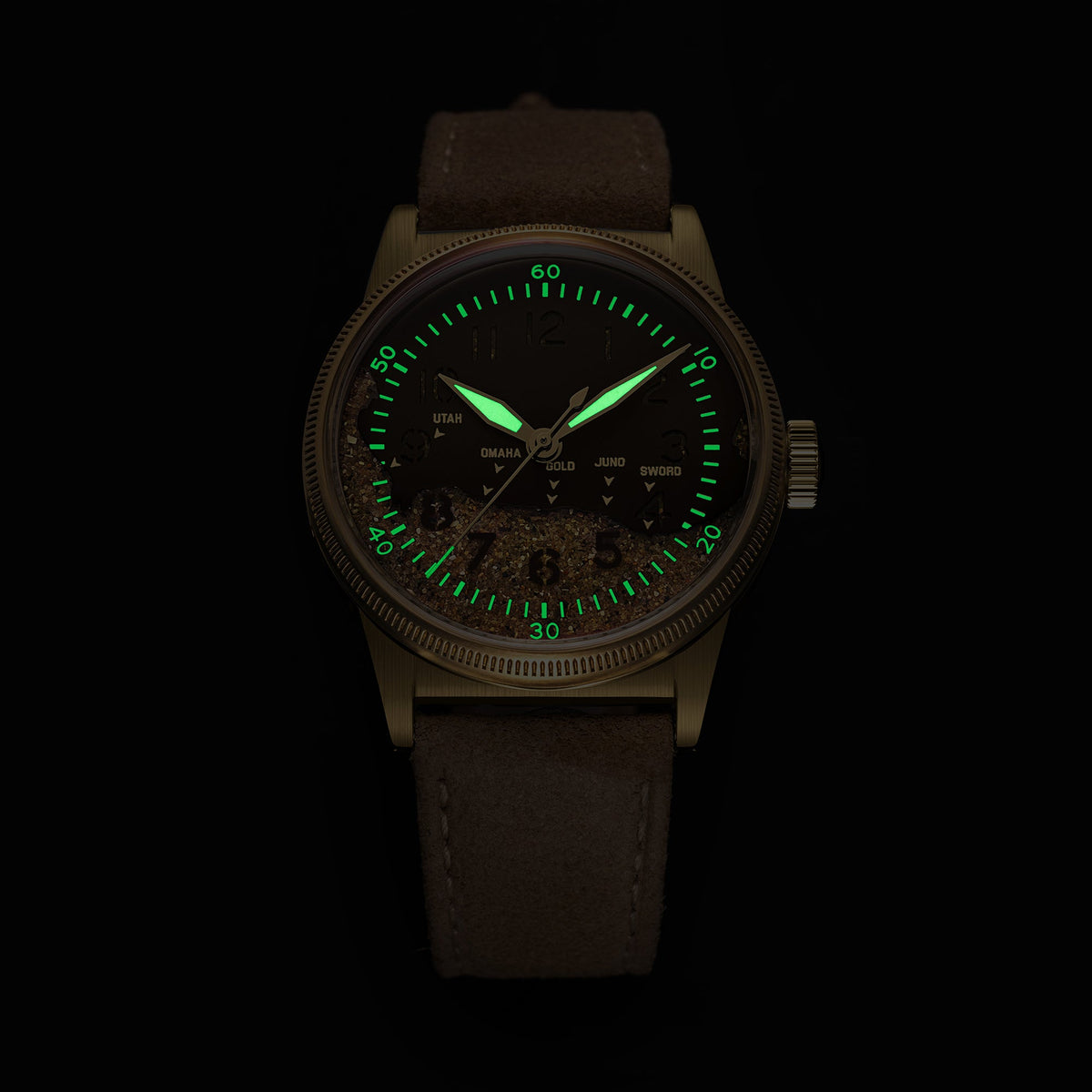 Utah Beach Bronze field watch five D-Day landing beaches marked on dial