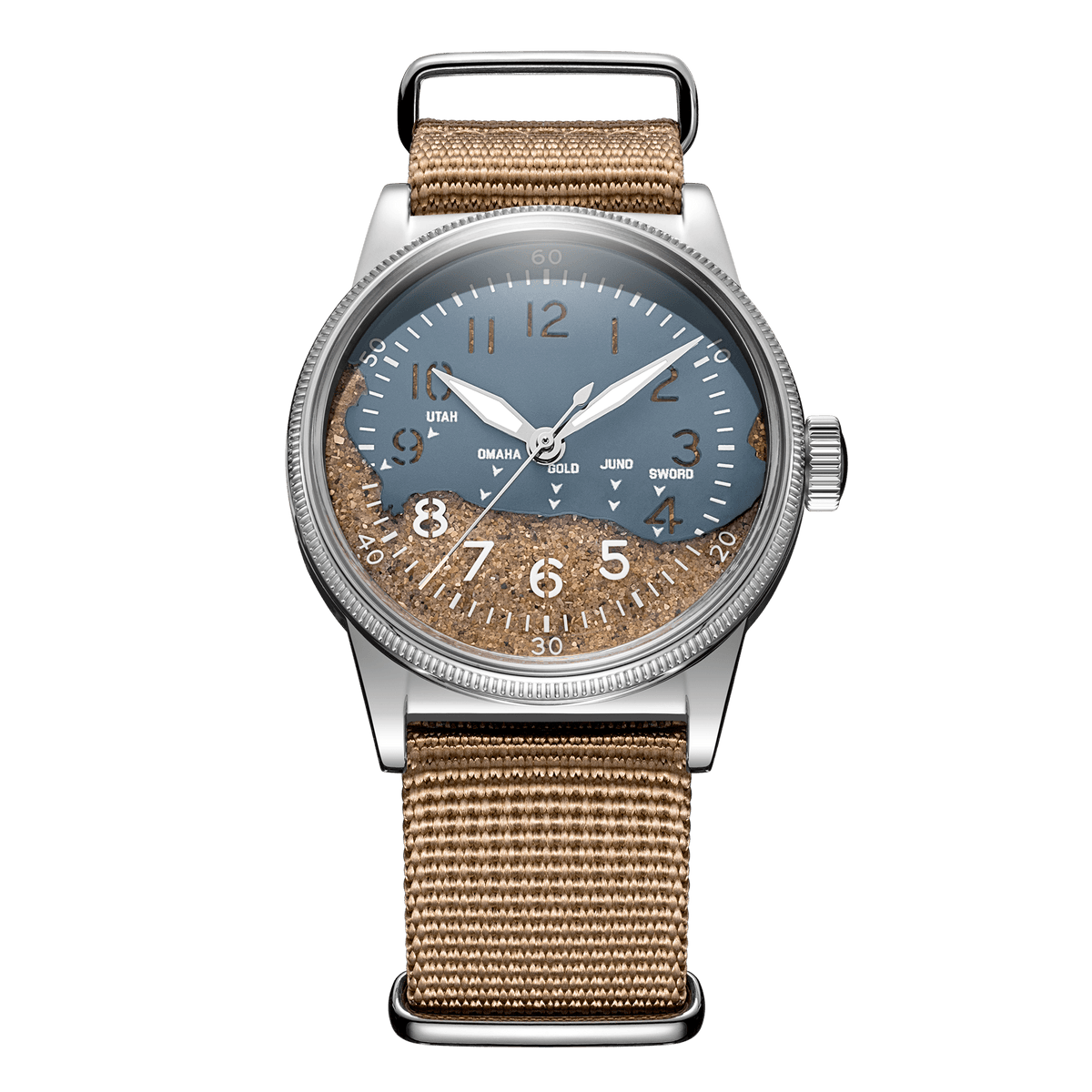 Praesidus A-11 UB Higgins Blue watch sand dial with beige NATO strap