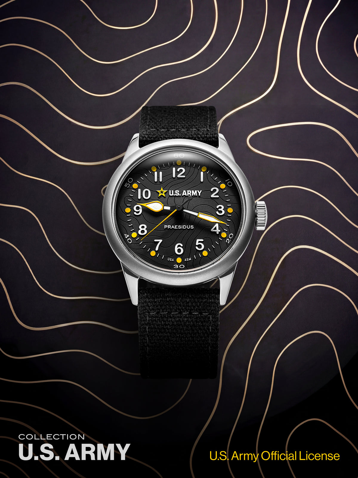U.S. Army collection: official U.S. Army A-11 watch on a topographic map background