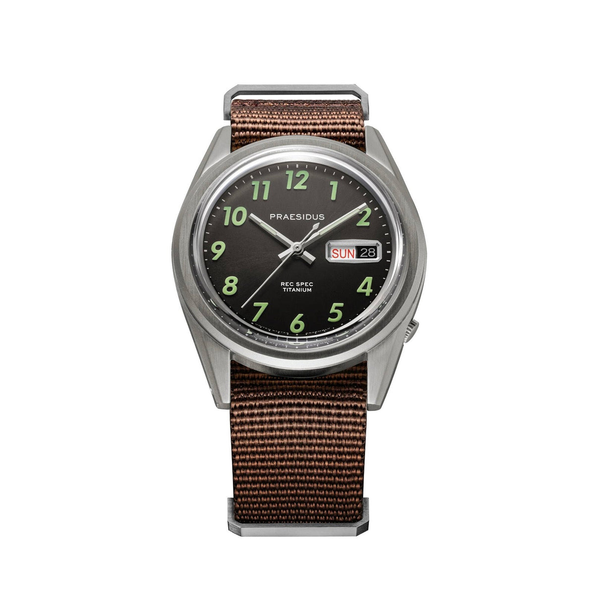 Montre Automatique Praesidus REC SPEC OG SUNRAY - Acier, Cuir Marron, Date, Neuve