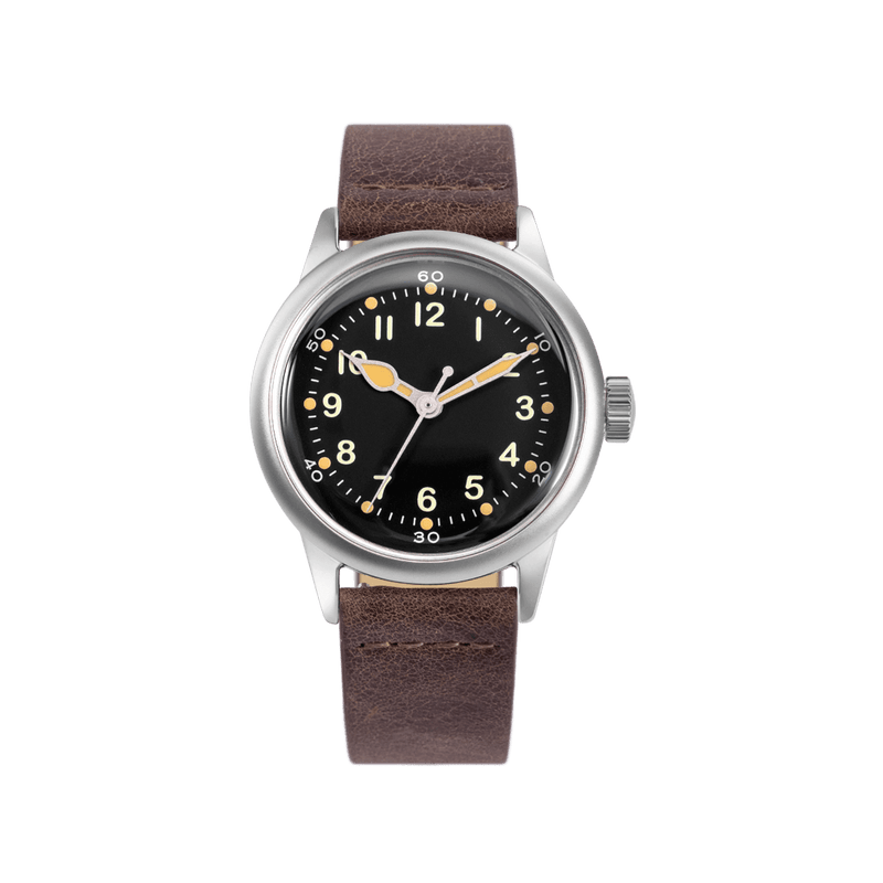 Service Watch Black - Brown Leather