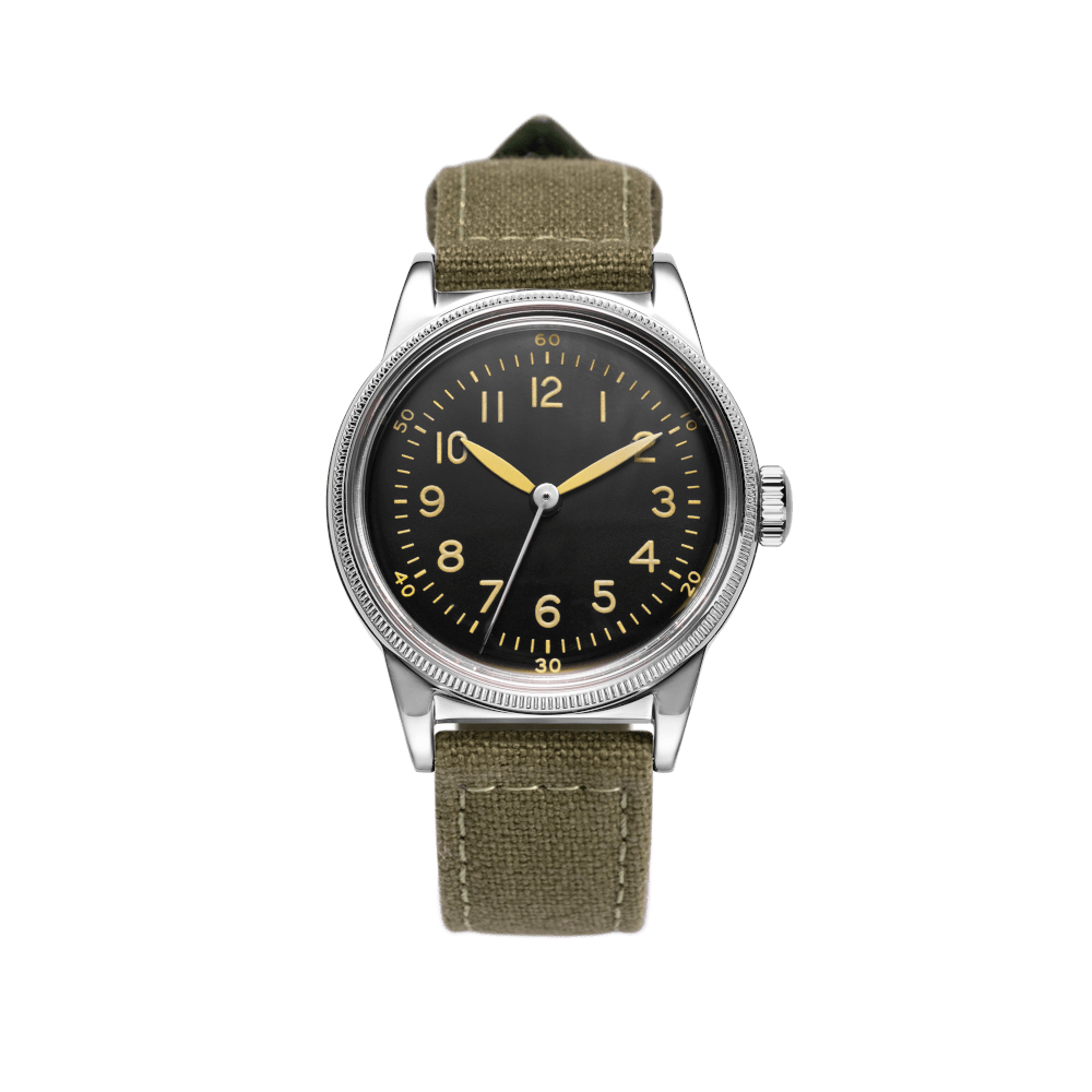 WW2 field watch with military green canvas strap