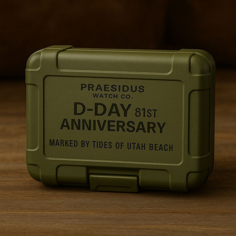 D-Day 81st anniversary commemorative gift box, olive green military case with embossed WWII tribute design