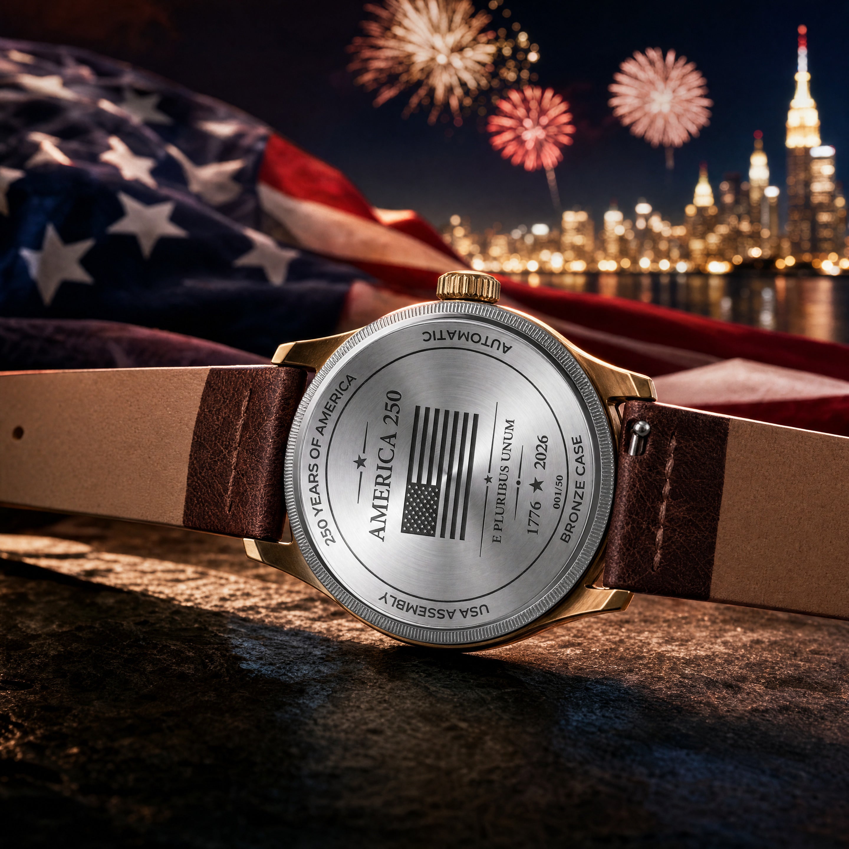 250th Anniversary Bronze - Dark Brown Leather