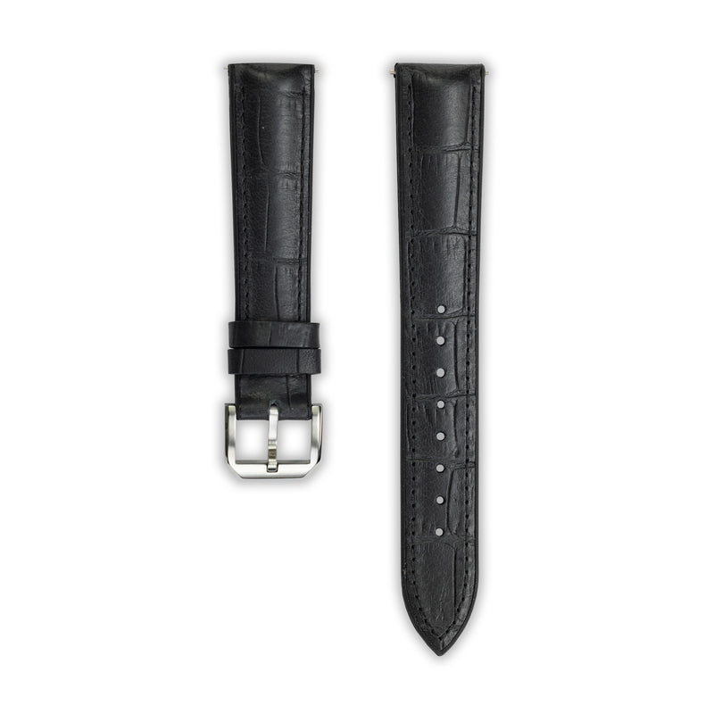 Black Croc DuoHide Leather Watch Strap, 20mm - Praesidus
