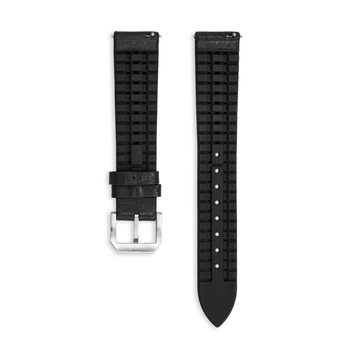 Black DuoHide Leather Watch Strap, 20mm - Praesidus