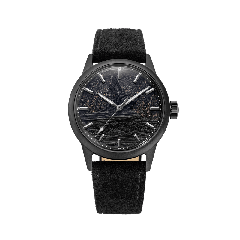 Memorial day dial watch honoring Iwo Jima 80th Anniversary with a volcanic sand dial
