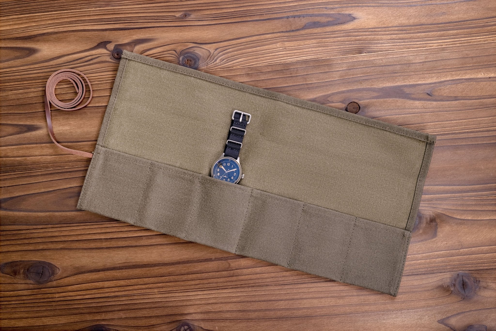 Green Canvas Watch Roll