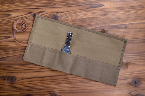 Green Canvas Watch Roll - Praesidus