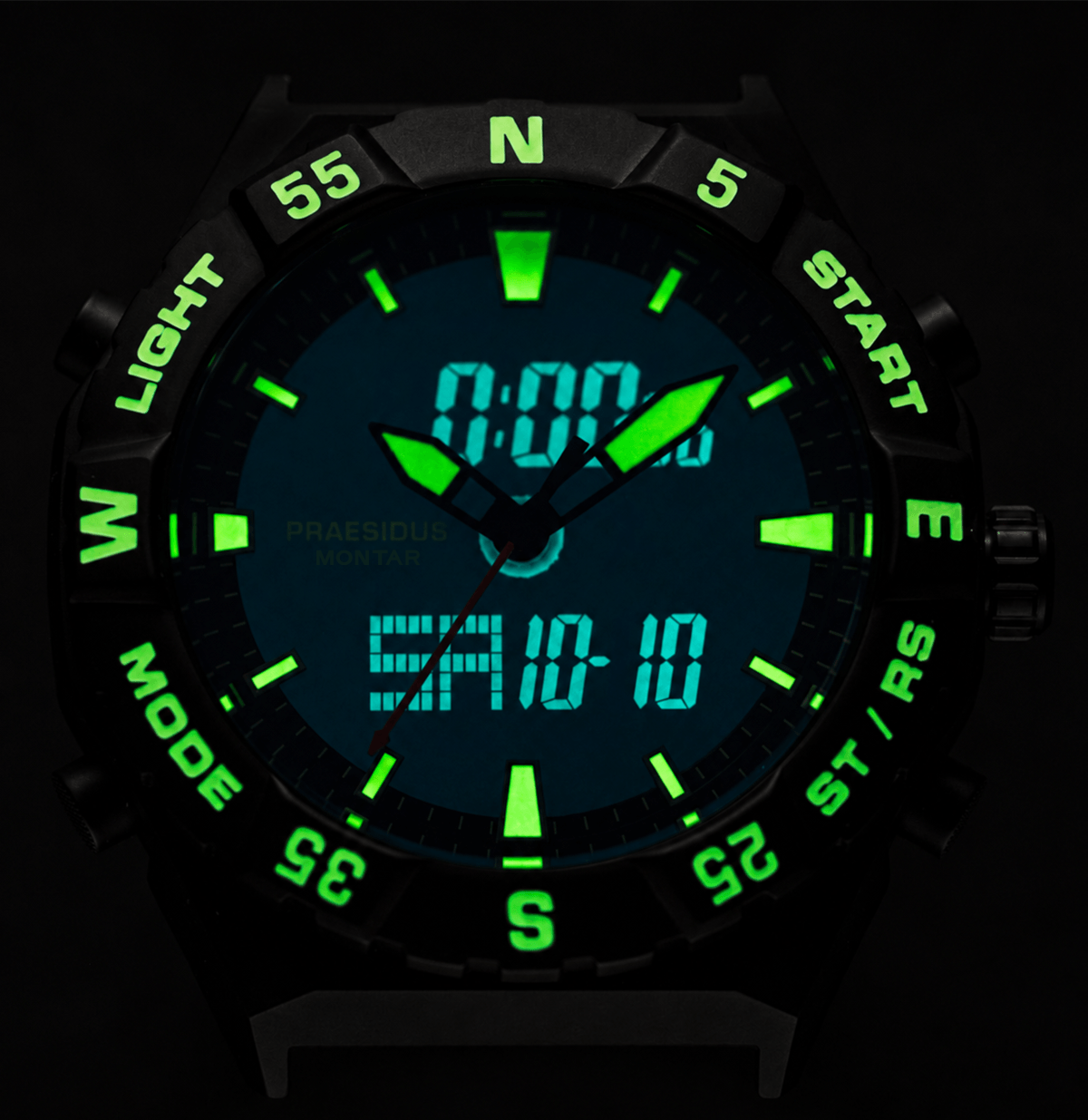 MONTAR Ana-Digi with luminous hands and digital backlight
