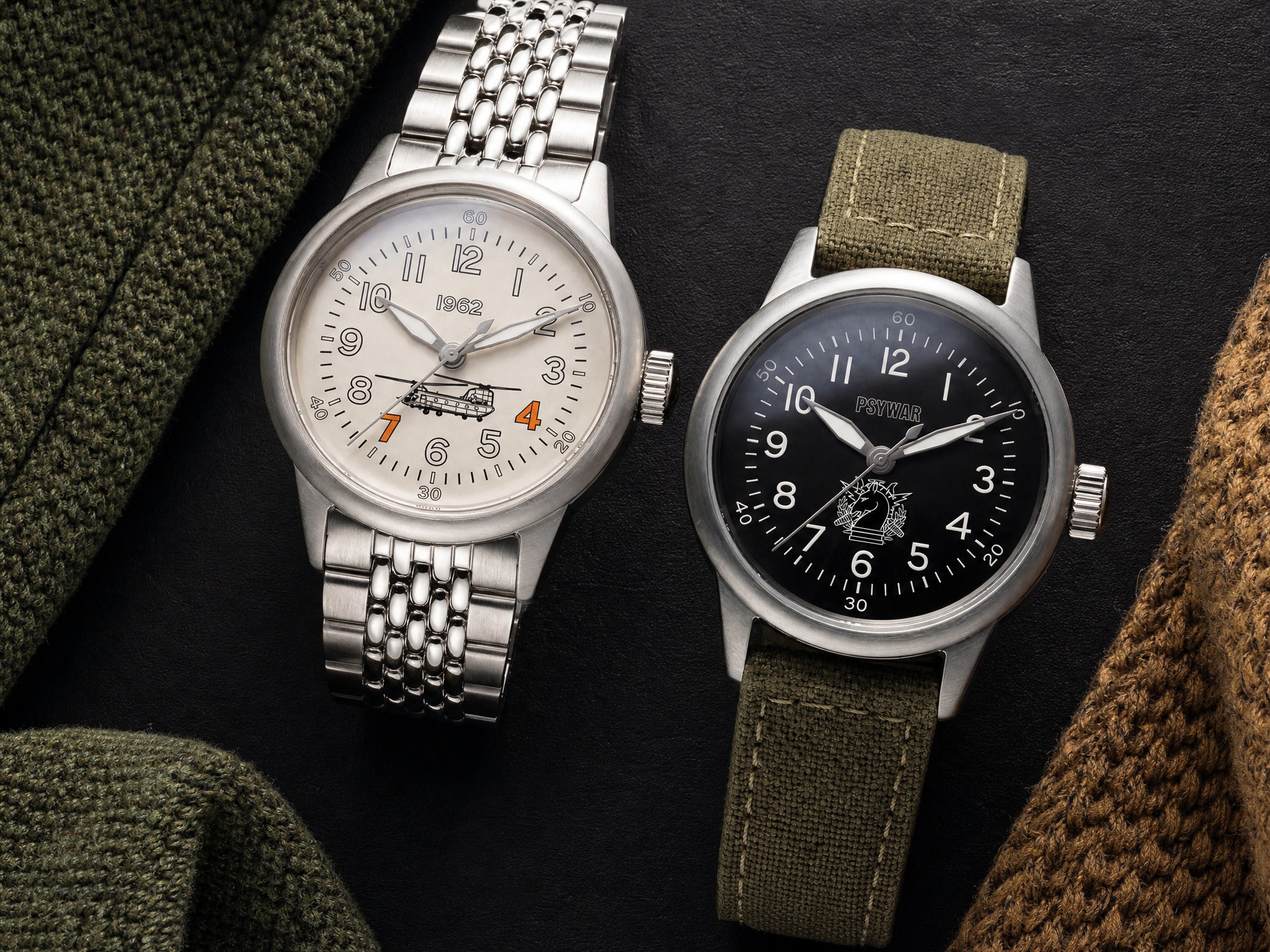 Praesidus A-11 Type 44 watches with white and black dials