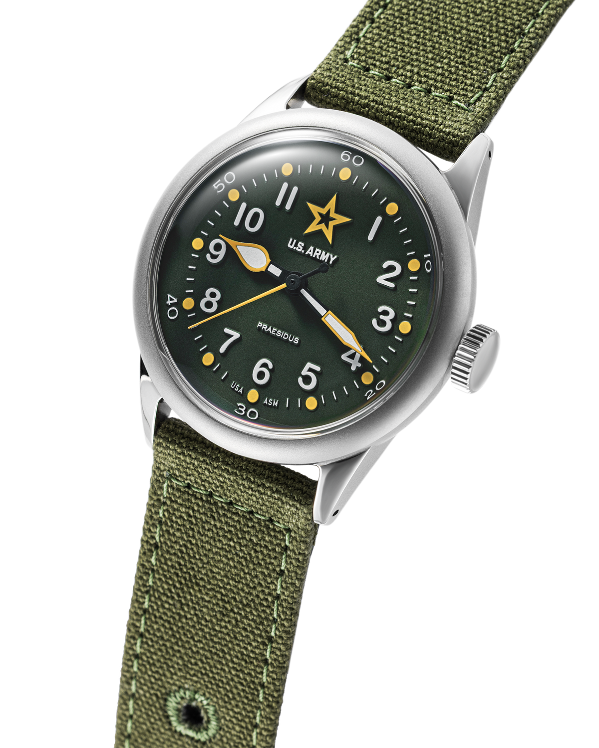 Official U.S. Army A-11 Matte Green Automatic, angled view