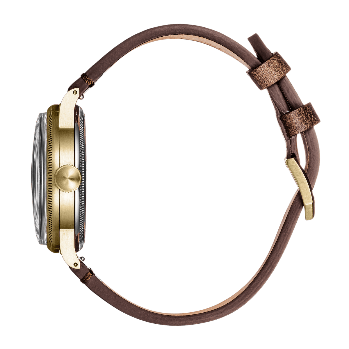 Military field watch with Utah Beach sand dial on distressed sand leather strap