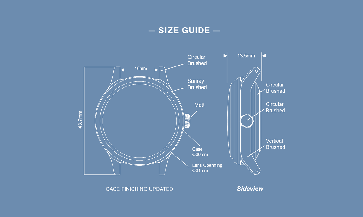 A-2 pilot watch case size diagram