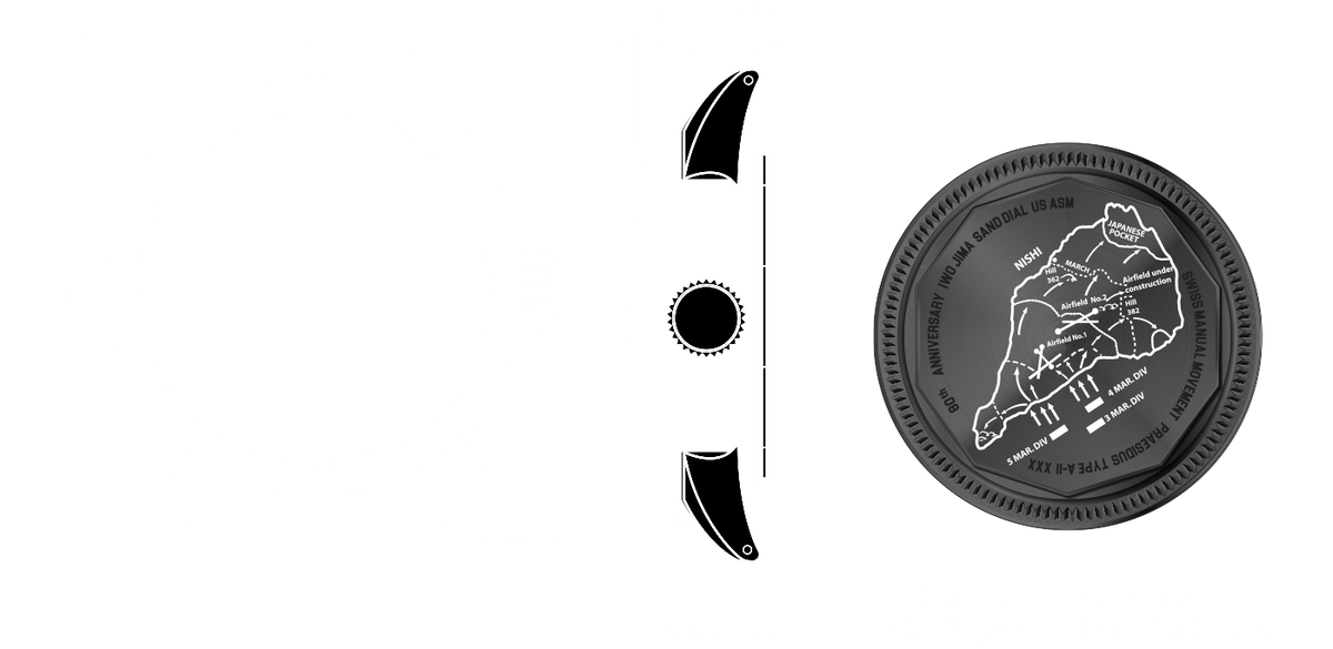 Iwo Jima volcanic sand dial A-11 military field watch size guide WWII commemorative collector's piece 