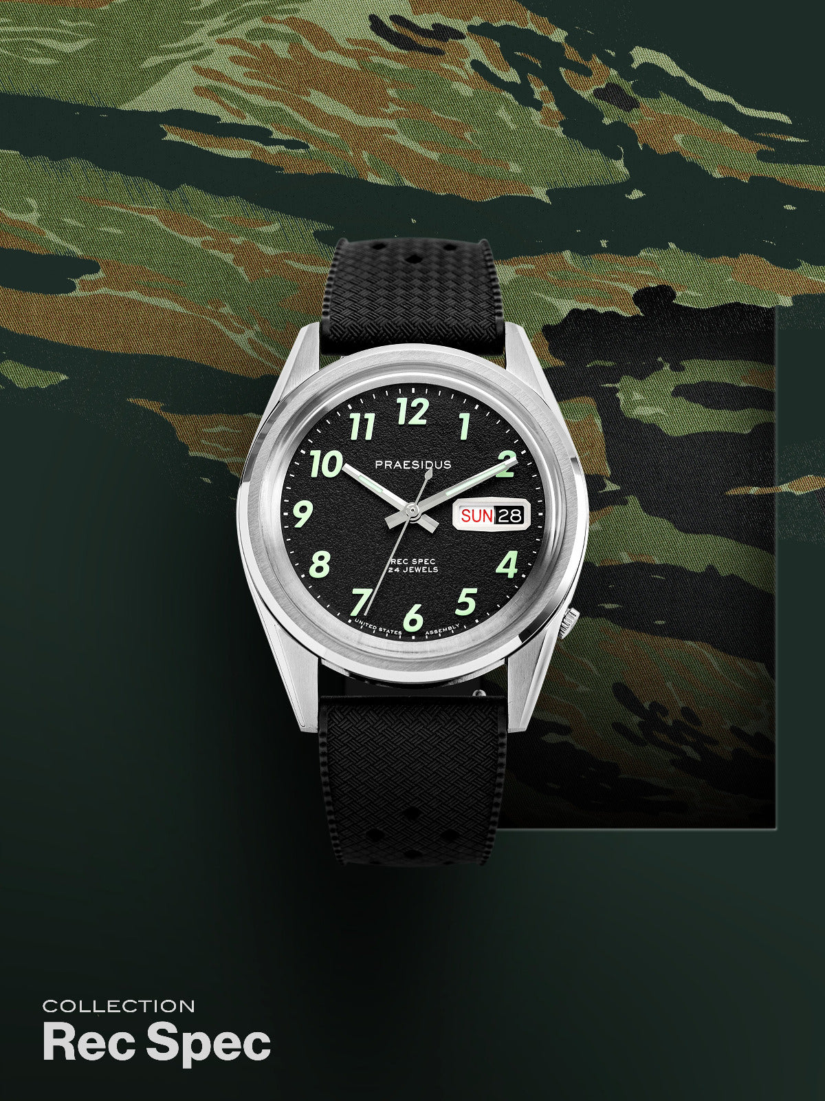 Rec Spec collection: Rec Spec field watch on tiger stripe camouflage