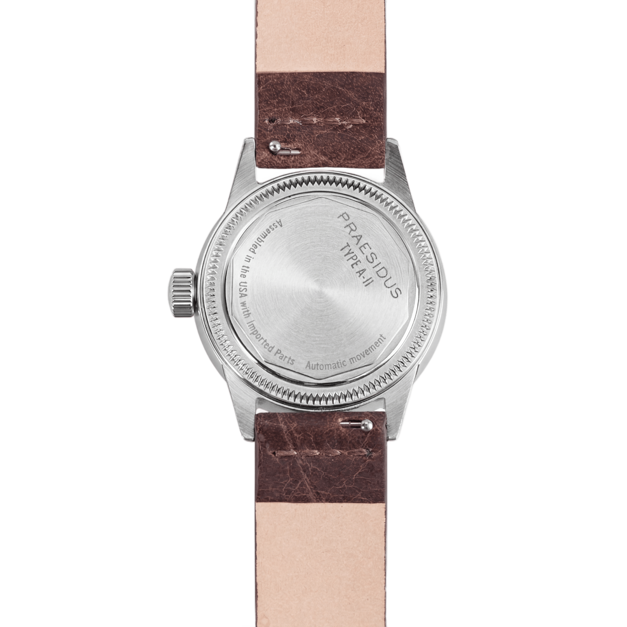 Service Watch White - Brown Leather - Praesidus
