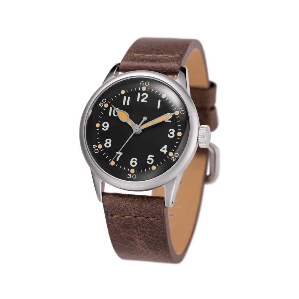 Black Dial Military Watch With Leather Strap Tom Rice | Praesidus